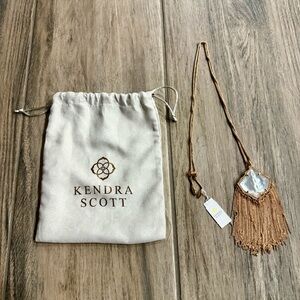 Kendra Scott Kingston Long Pendant Fringe Necklace rose gold mother of pearl